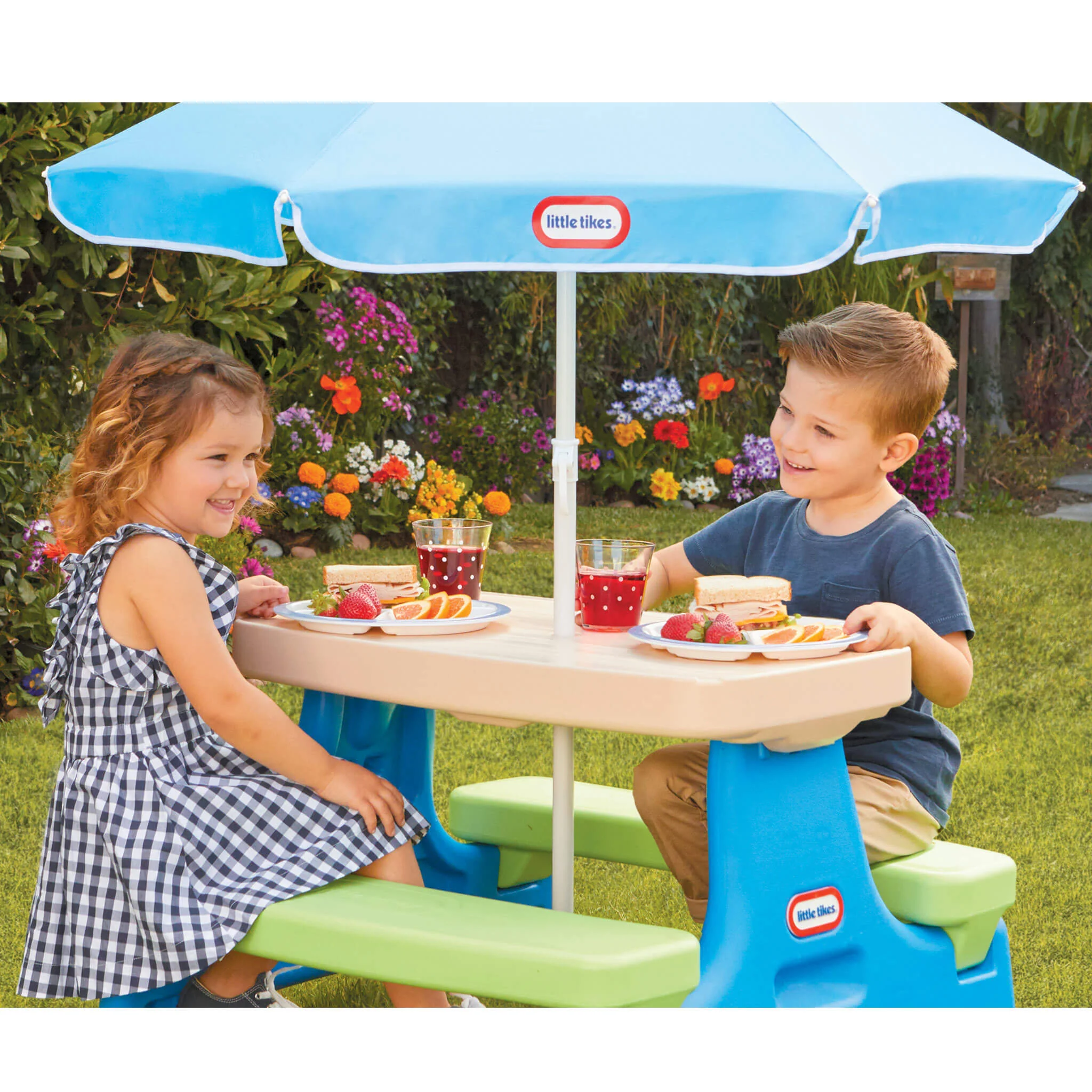 Little Tikes Blue/Green – Easy Store Jr. Play Table with Umbrella - Image 2